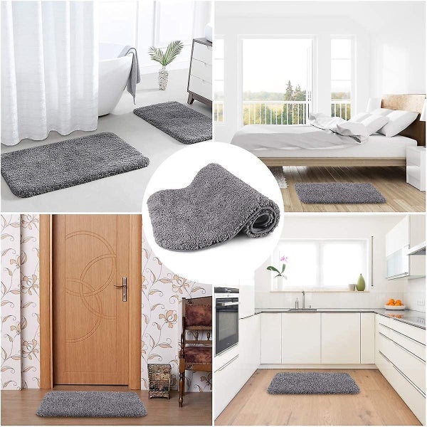 Absorbent Non-slip Bath Mat Bathroom Floor Mat Thick Fluffy Soft Polyester Mac Carousel 2