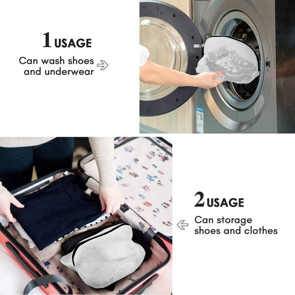 Black Set Of 2 Washing Machine Laundry Bags With Zippered Laundry Net Mesh L Carousel 2