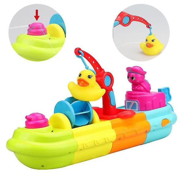 Toddler Baby Bath Boat Fun Toy Bathroom For Kids Bath Boat Pressure Jet Floati Carousel 5