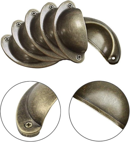 12 Pcs Brass Vintage Shell Handleretro Shell Handle For Cabinet Door Drawer Carousel 2