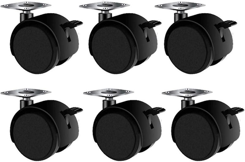 Double Wheeled Furniture Casters pack Of 6 38mm 360 Rotating Nylon Casters Carousel 1