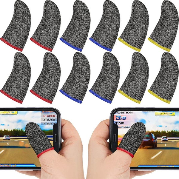 12 Pieces Finger Sleeves For Mobile Game Controllers Thumb Sleeve Set Anti-sw Carousel 1