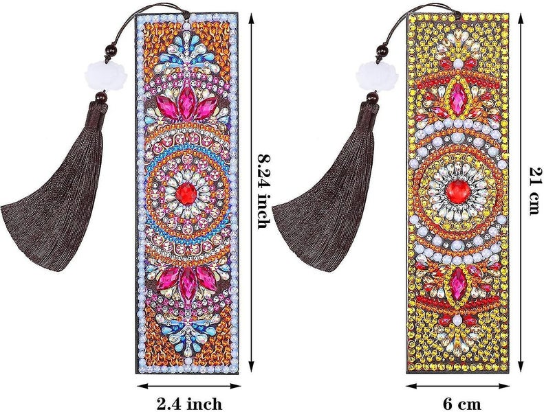 4 Pieces 5d Diamond Painting Bookmarks Beautiful Leather Tassel Bookmarks Diy Carousel 4