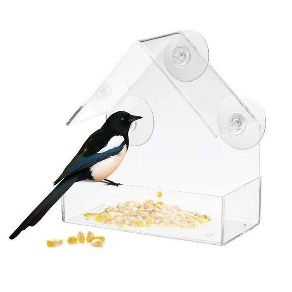 Acrylic Window Bird Feeder For Small Birds Only 15x15x6cm Window Bird Feeder Carousel 2