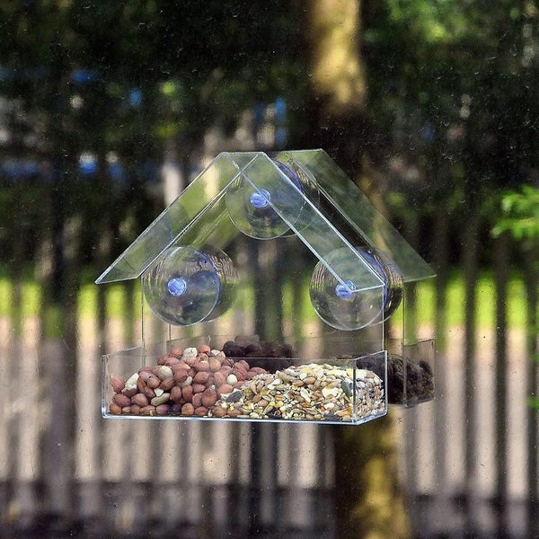 Acrylic Window Bird Feeder For Small Birds Only 15x15x6cm Window Bird Feeder Carousel 3