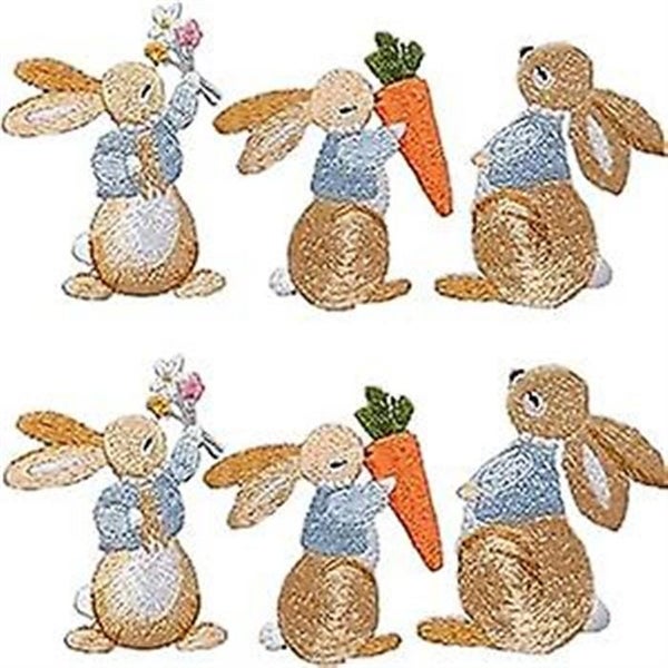 6-piece Set Of Stitching Patches Rabbit Applique Patches Embroidered Patches Carousel 1