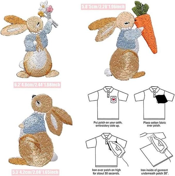 6-piece Set Of Stitching Patches Rabbit Applique Patches Embroidered Patches Carousel 2