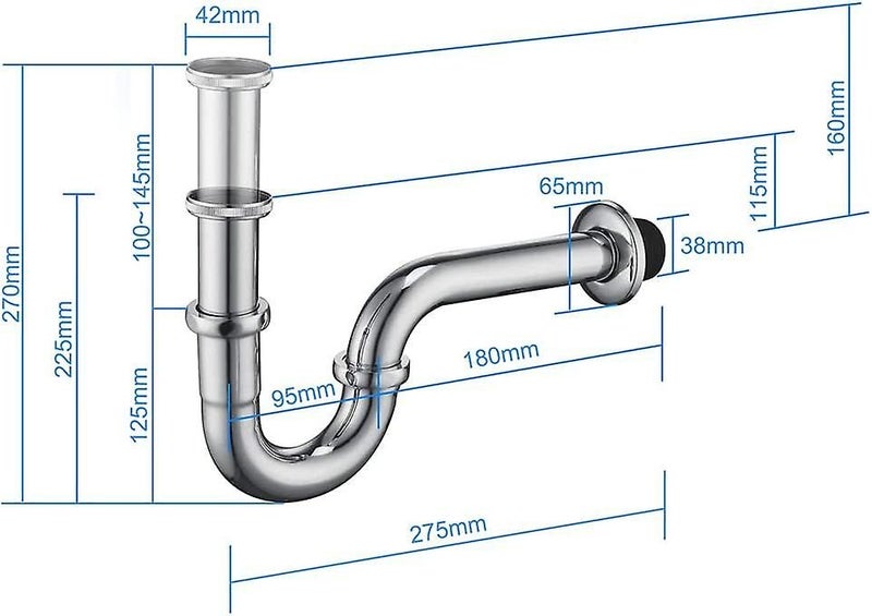 Universal Sink Trap 1-1/4x32mm Tube Trap Odor Proof Stainless Steel Chrome Carousel 2