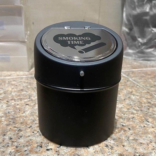 Stainless Steel Ashtray With Lid Windproof Table Ashtray Black Carousel 2