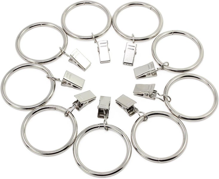 silver 20pcs Curtain Rings With Clips Stainless Steel Curtain Rings With Cl Carousel 1