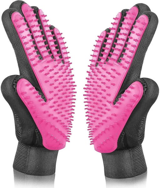Pet Dog Cat Grooming Gloves pink Efficient Pet Hair Removal Gloves Massage T Carousel 1