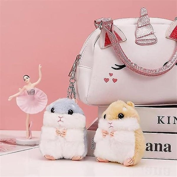 3 Cute Hamster Keychains blue Brown Gray Soft Plush Keychain Hamster Penda Carousel 5