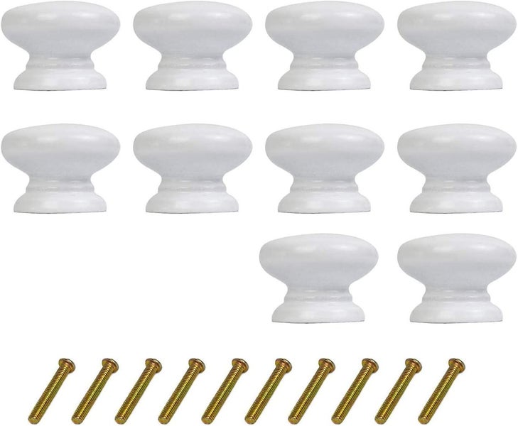 10pcs Drawer Knob Pull Handle White Wooden Cabinet Knobs For Home Office Kitch Carousel 1