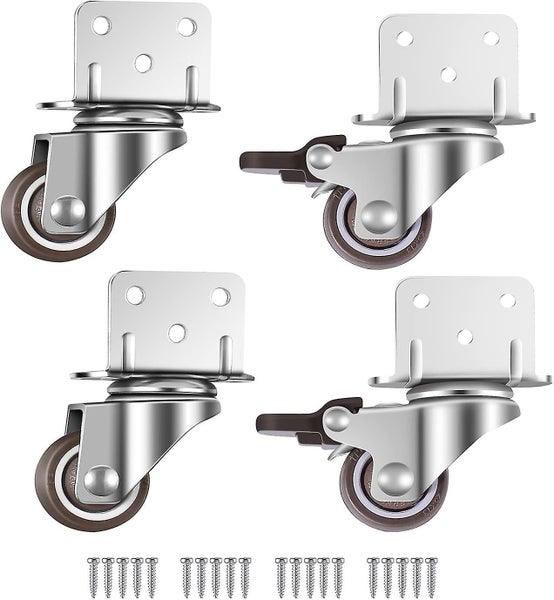 4x Swivel Castors Furniture Castors Wheels With Brake L-mounting Plate 25mm Carousel 1