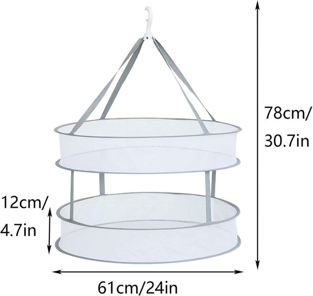 Foldable Clothes Drying Rack Hanging Clothes Dryer Tiers Foldable Mesh Net Dry Carousel 2