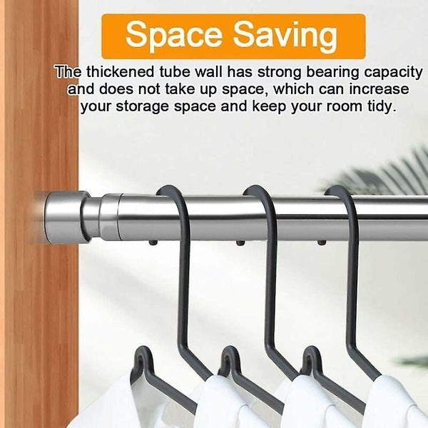 Stainless Steel Extendable Wardrobe Rod 33cm To 51cm Adjustable Telescopic Cur Carousel 2