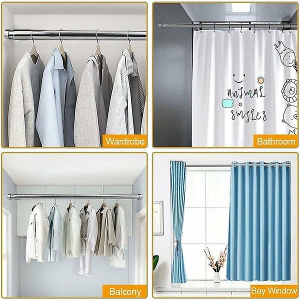 Stainless Steel Extendable Wardrobe Rod 33cm To 51cm Adjustable Telescopic Cur Carousel 5