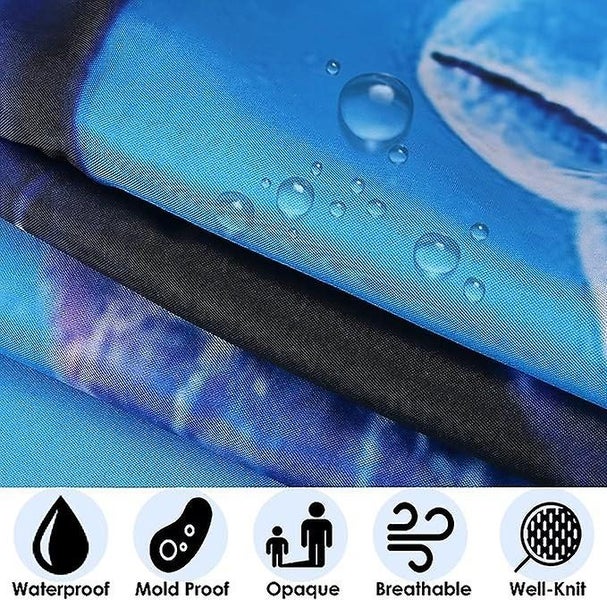 Blue Shower Curtain ocean Dolphin 180 X 180 Cm Machine Washable Waterproof Carousel 2