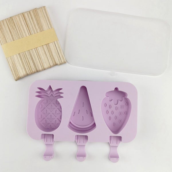 Popsicle Mould Silicone Ice Cream Mould With Lid And 50 Wooden Lolly Popfruit Carousel 1