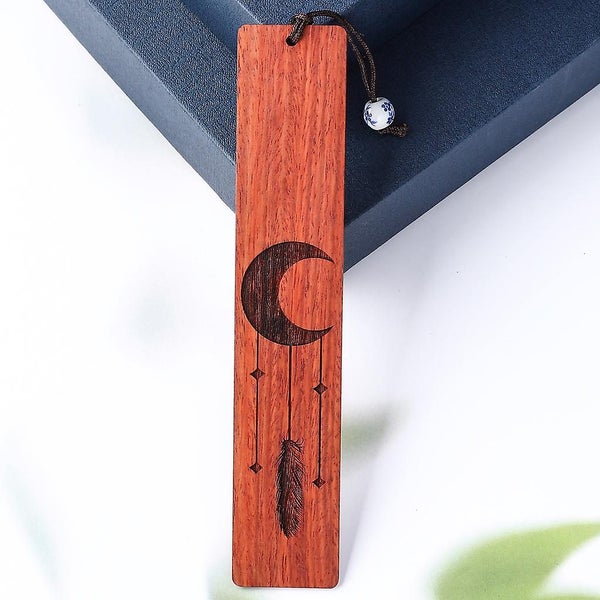 Bookmarks 2pcs Wooden Bookmark Handmade Natural Wood Carving Homemars Moon Carousel 5