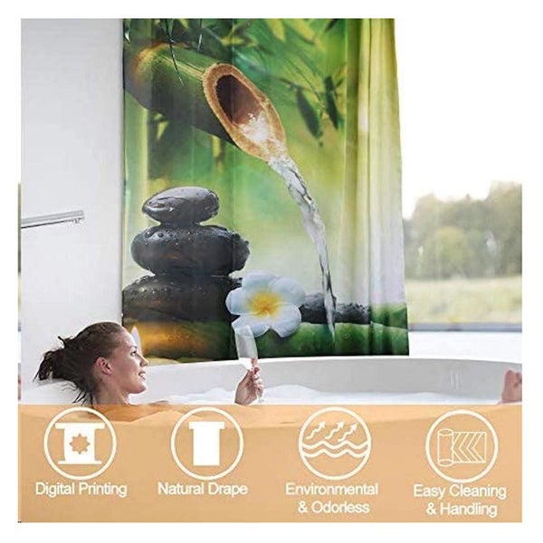 Shower Curtain Waterproof Mildew Proof Polyester Fabric Machine Washable Showe Carousel 2