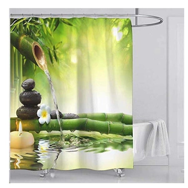 Shower Curtain Waterproof Mildew Proof Polyester Fabric Machine Washable Showe Carousel 3