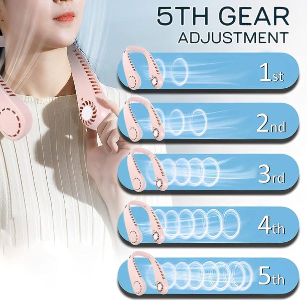 pinkportable Neck Fan Hanging Neck Fan Mini Portable Fan Usb Rechargeable Si Carousel 5