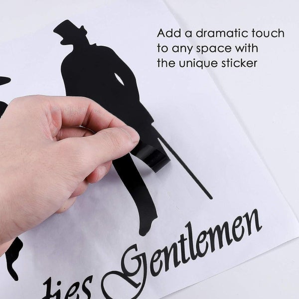 Ladies Gentlemen Restroom Wc Bathroom Door Sign Pvc Wall Stickers Home Decorat Carousel 2