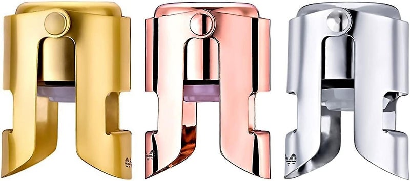 3 Pack Stainless Steel Champagne Stoppers For Sparkling Wine Bottles Air B Carousel 1