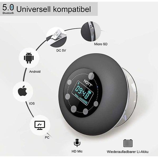 Shower Radio Bluetooth 5.0 Waterproof Speaker Wireless Bathroom Music Carousel 5