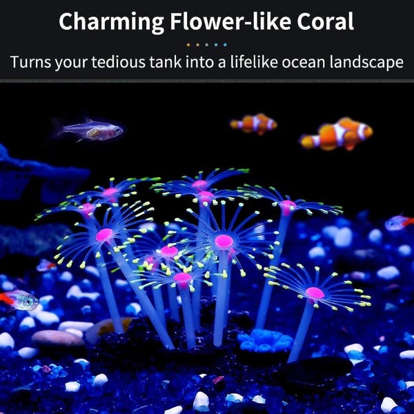 Artificial Glowing Effect Coral Ornamental Plant Decor For Fish Aquarium yell Carousel 2