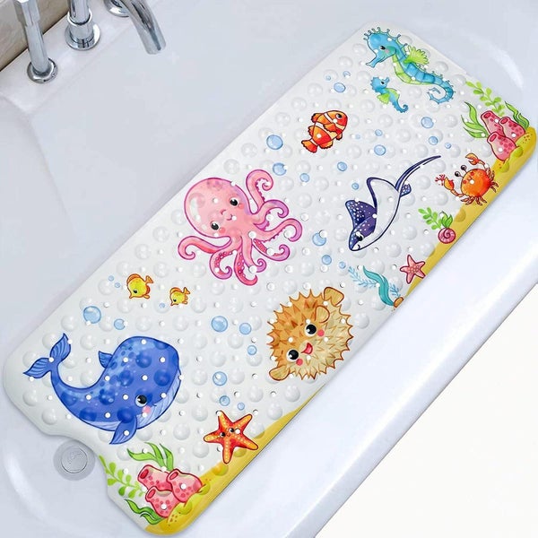 Non-slip Bath Mat 100x40cm Anti-slip Bathtub Mat With 200 Suction Cups Pvc Ma Carousel 1