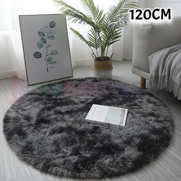 Floor Rug Round Diameter 120cm Grey Carousel 12