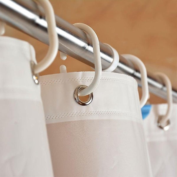 2pcs Generous Head 201 Stainless Steel No Punch Telescopic Shower Curtain Rod Carousel 5