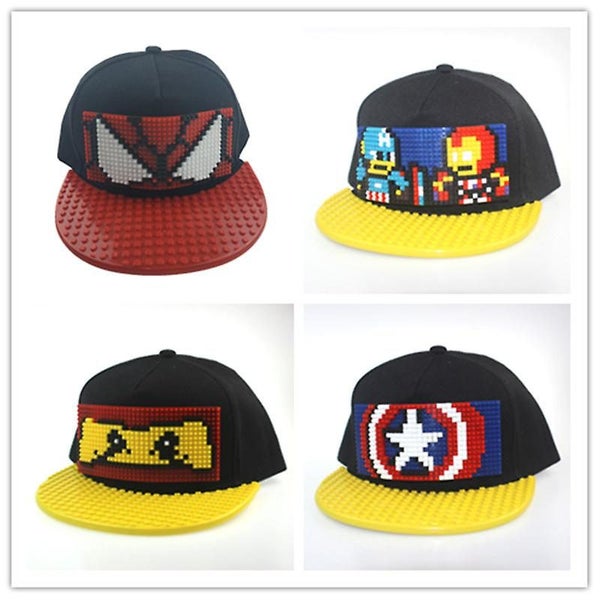 New Duck Hip Hop Hat Diy Flat Edge Pixel Puzzle Building Block Children Hat Ma Carousel 2