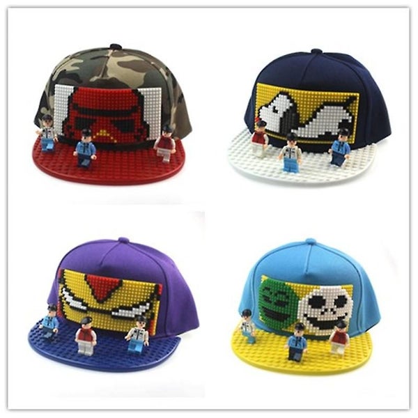 New Duck Hip Hop Hat Diy Flat Edge Pixel Puzzle Building Block Children Hat Ma Carousel 3