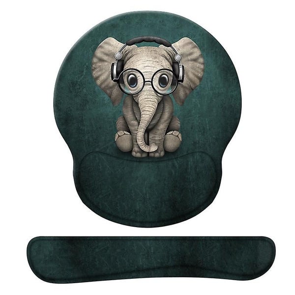 Ergonomic Mouse Pad With Gel Wrist Rest Pain Relief Cute Green Pattern W Carousel 1