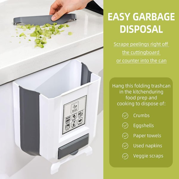 Kitchen Bin Wall Mounted Foldable Hanging Trash Can 8l Waste Bin Small For Ki Carousel 2