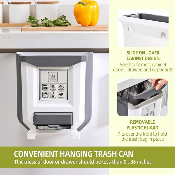 Kitchen Bin Wall Mounted Foldable Hanging Trash Can 8l Waste Bin Small For Ki Carousel 5