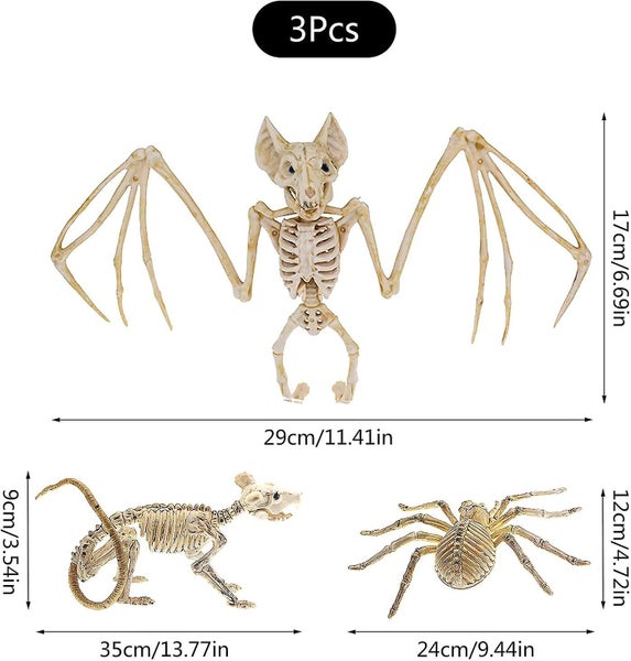 3pcs Halloween Bat Skeleton Halloween Spider Skeleton Halloween Mouse Skeleton Carousel 2