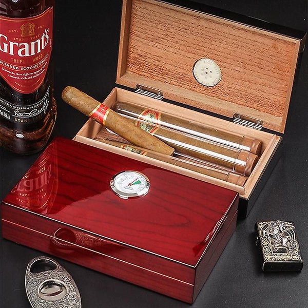 Red-mini Humidor Cigar Humidor For Travel Couch Or Patio In With Cedar Wood Carousel 2