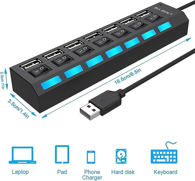 Multi-port Usb Splitter 7-port Usb 2.0 Hub Usb A Data Hub With Independent O Carousel 5