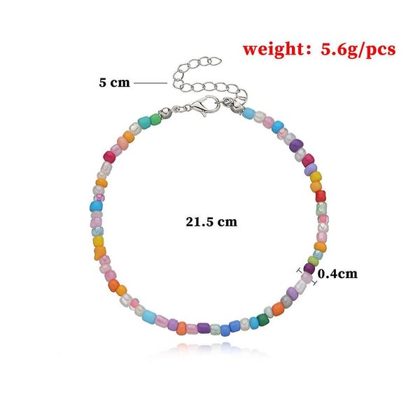 8pcs Handmade Beaded Anklets Colorful Bohemian Glass Beads Anklets Adjustable Carousel 2
