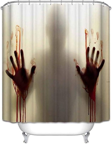 Halloween Shower Curtain Bloody Hands Horror Shower Curtains With Hooks For Carousel 1