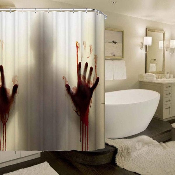 Halloween Shower Curtain Bloody Hands Horror Shower Curtains With Hooks For Carousel 3