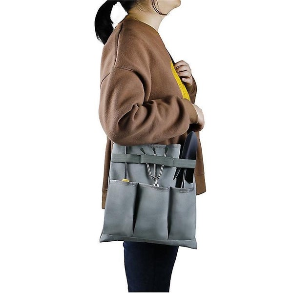 Gray Garden Tool Sling Bag Tool Storage Bag With 4 Pockets And Shoulder Belt Carousel 2