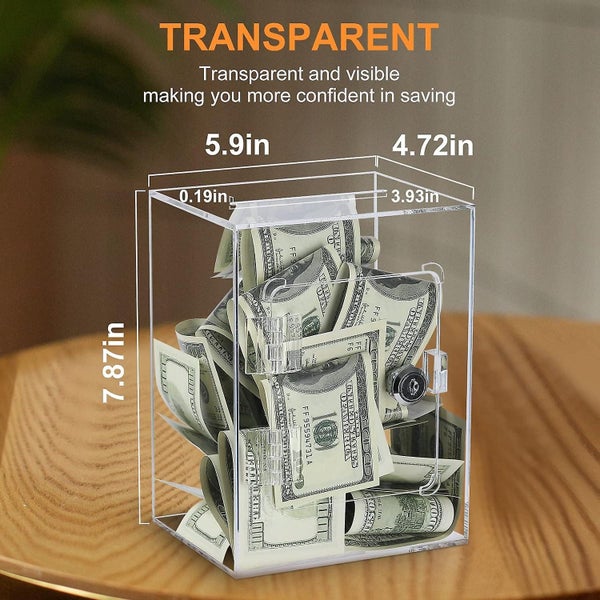 Piggy Bank For Adults Clear Acrylic Money Bank Piggy Bank Birthday Gift To Ope Carousel 2