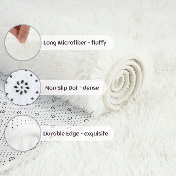 Shaggy carpet rug White 200x 230CM Carousel 2