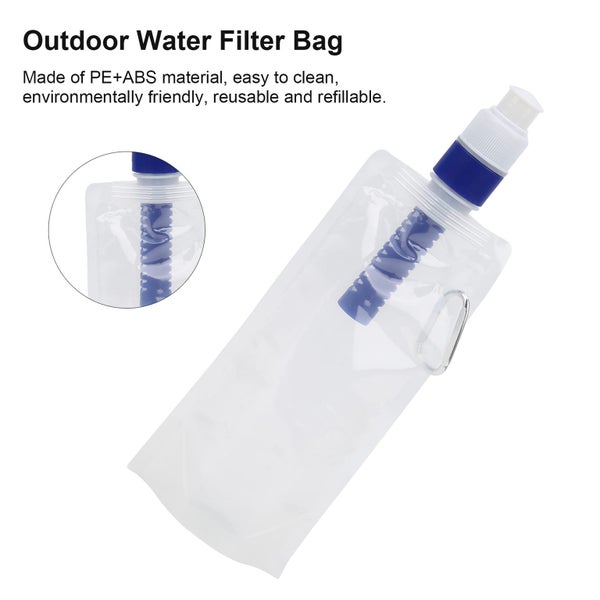 Portable Water Purifier Bag Camping Collapsible Water Filter Survival Bottles Carousel 2