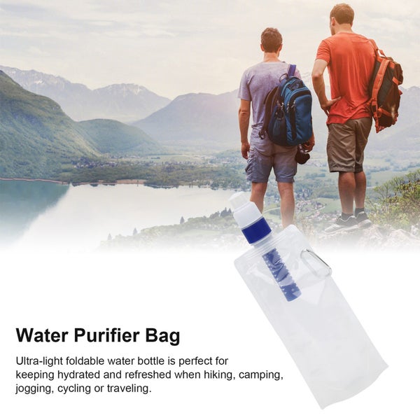 Portable Water Purifier Bag Camping Collapsible Water Filter Survival Bottles Carousel 3